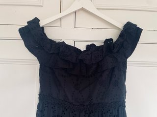 Vestido Zara Negro Bordado Inglés Talla XL