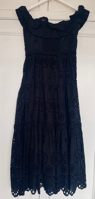 Vestido Zara Negro Bordado Inglés Talla XL