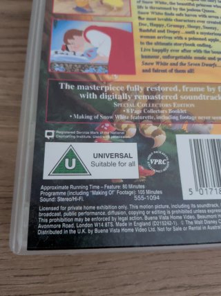 Snow White VHS Walt Disney Classics