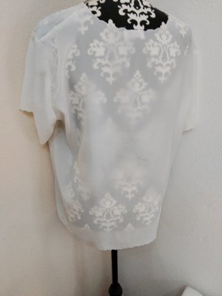 Blusa blanca manga corta con encaje