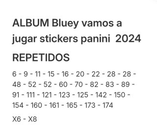 Cambio vendo cromos Álbum Bluey Vamos a jugar 2024
