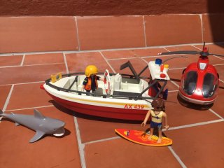 Playmobil Barco y Helicóptero Médico