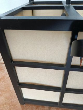 Lampara salón estilo oriental madera y plástico