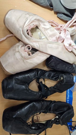 Zapatillas de ballet rosas y negras