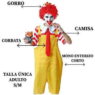 Disfraz Payaso Comida Rápida Talla Única S/M