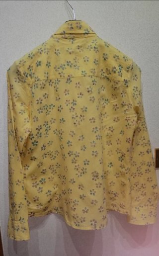 Camicia vintage donna fiori crema/giallo