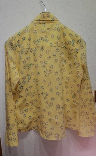 Camicia vintage donna fiori crema/giallo