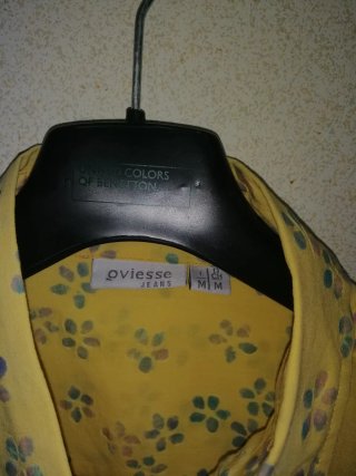 Camicia vintage donna fiori crema/giallo