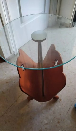 Mesa redonda cristal y madera