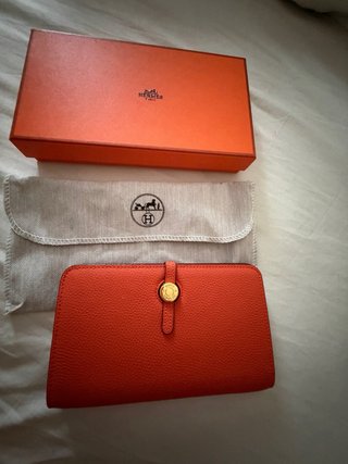 Cartera Hermès Naranja y Dorada