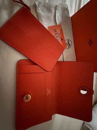 Cartera Hermès Naranja y Dorada