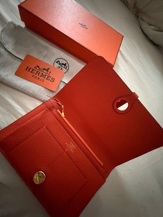 Cartera Hermès Naranja y Dorada