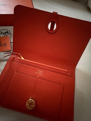 Cartera Hermès Naranja y Dorada