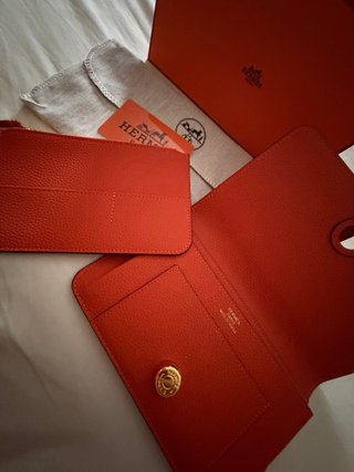 Cartera Hermès Naranja y Dorada