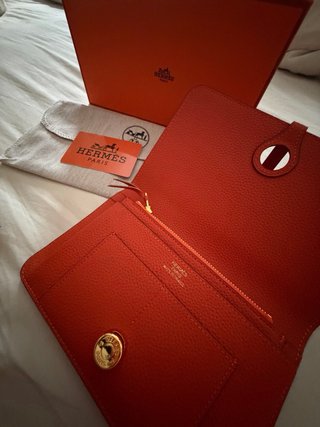Cartera Hermès Naranja y Dorada