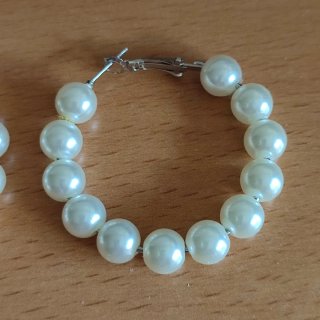 Pendientes aro perla 5 cm
