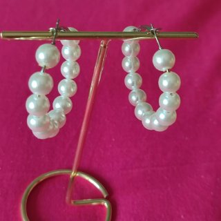 Pendientes aro perla 5 cm