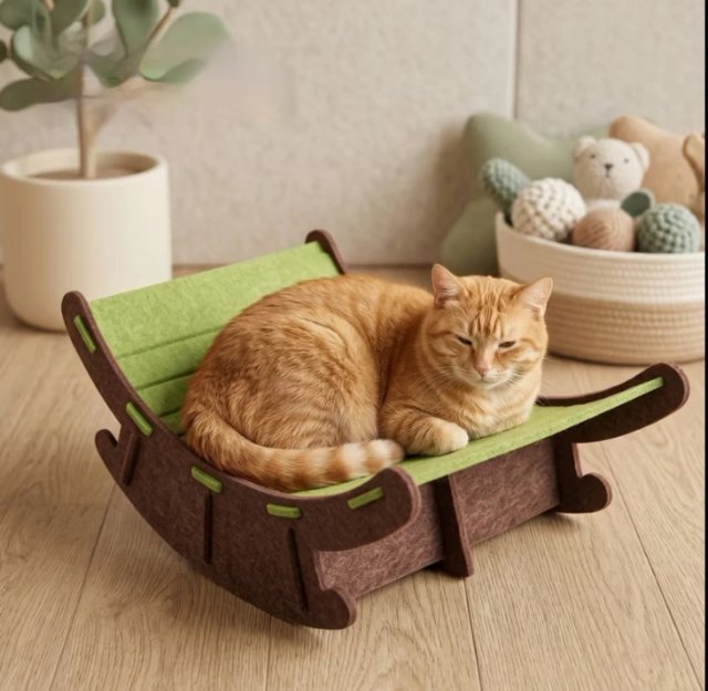 Cama Mecedora para Mascotas Marrón y Beige