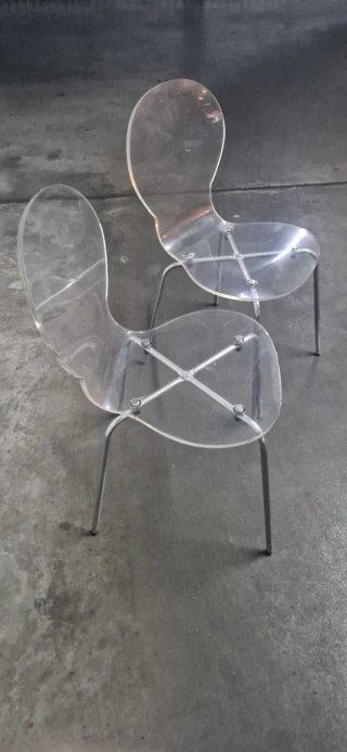 2 Sillas Acrílico Transparente Patas Metal