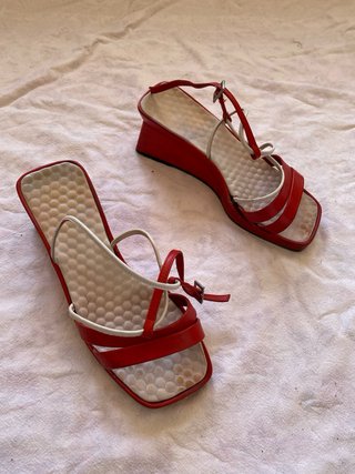 Sandalias plataforma rojas y blancas T38