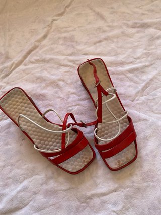 Sandalias plataforma rojas y blancas T38