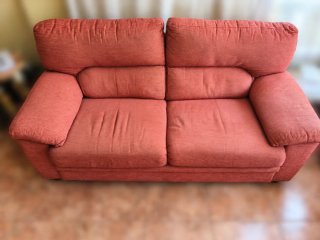 Conjunto Sofá 2 plazas y sofa 3 plazas tela naranj