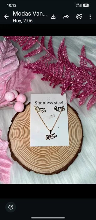 Conjunto Guess Collar y Aretes Acero Inoxidable