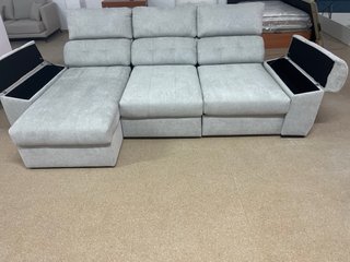 Sofá chaise longue gris con asientos deslizantes