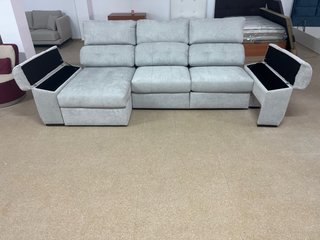 Sofá chaise longue gris con asientos deslizantes