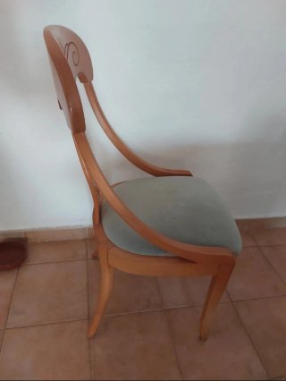 6 Sillas de Comedor Madera y Tela