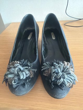 Zapatos tacón ante azul talla 36