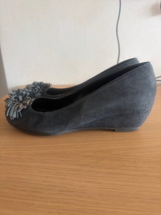 Zapatos tacón ante azul talla 36