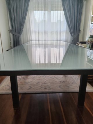 Mesa extensible cristal y metal 120-240cm