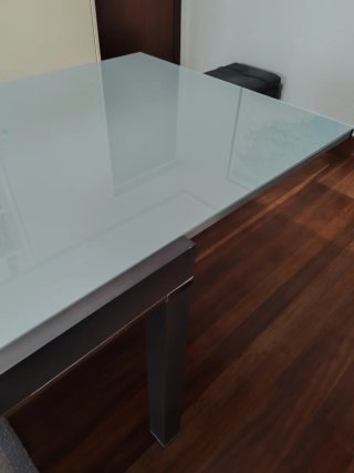 Mesa extensible cristal y metal 120-240cm