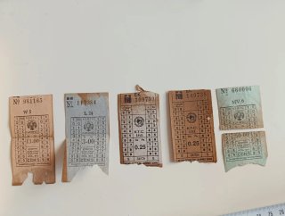 Colección de billetes de autobús India vintage