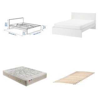 Cama y colchón beige/blanco