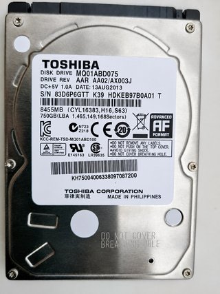 Disco Duro Toshiba 750GB MQ01ABD075