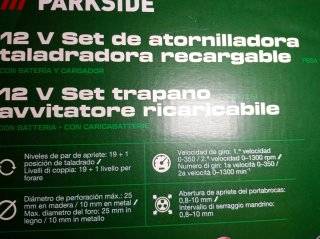 Taladro Parkside 12V Set Maletín