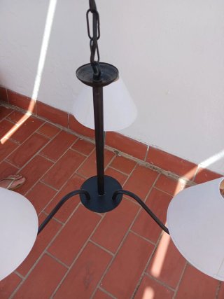 Lámpara de forja 3 plafones salón/dormitorio