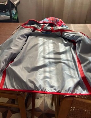 Giubbino donna fantasia rosso blu