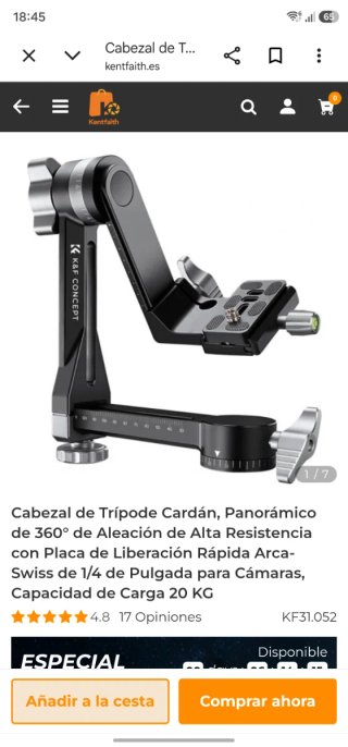 Cabezal Trípode Cardán K&F Concept Panorámico