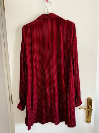 Vestido camisero cuadros Bershka