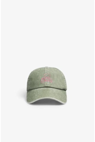 Gorra Scalpers verde militar con calavera rosa