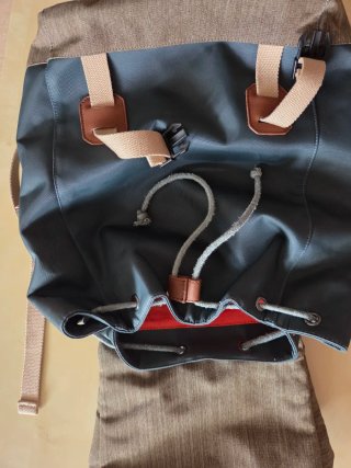 Mochila Jo&Mr Joe verde y beige