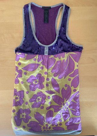 Custo Barcelona Top Floral Lentejuelas Morado