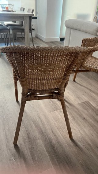 2 Sillas Mimbre Ikea con Fundas Beige