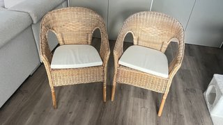 2 Sillas Mimbre Ikea con Fundas Beige