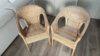 2 Sillas Mimbre Ikea con Fundas Beige