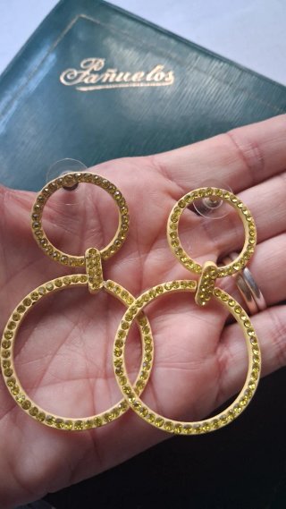 Pendientes Aro Doble Strass Dorado