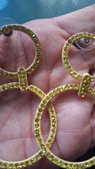 Pendientes Aro Doble Strass Dorado
